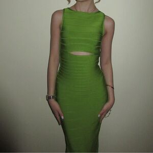 Herve Leger Lime Green Cutout Dress